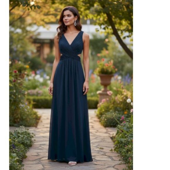 Lulu's Vivid Imagination Navy Blue Cutout Maxi Dress Size XL New NWT - Picture 4 of 7